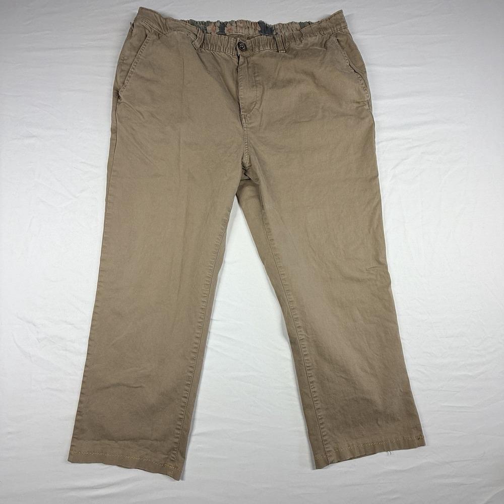 Chubbies Women's Sz Xl (34") Khaki Cropped Pants Elastic Waist With Belt Loops
